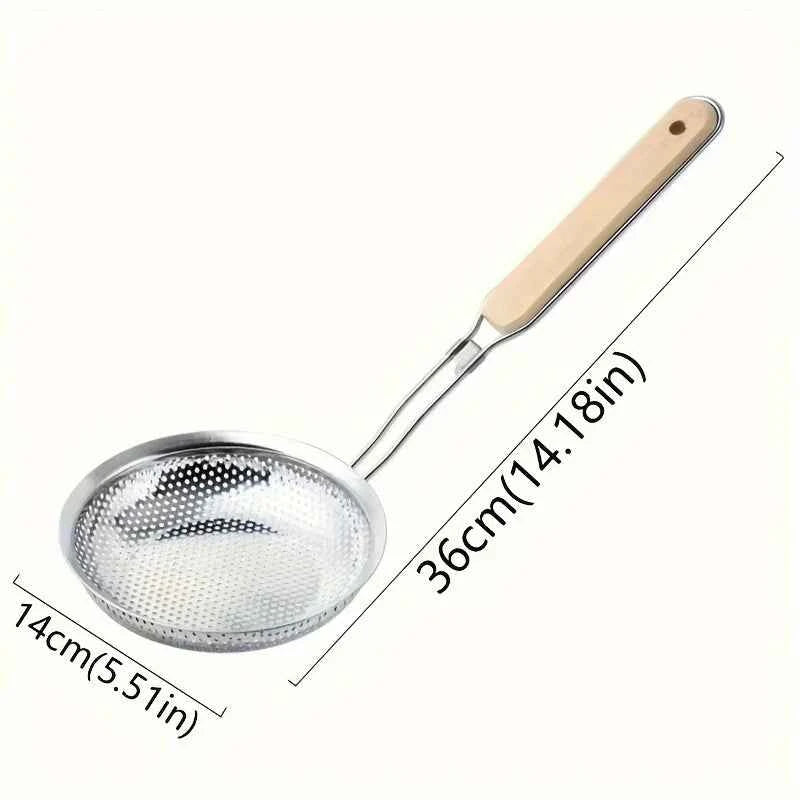 Fine-Mesh Skimmer with Wooden Handle