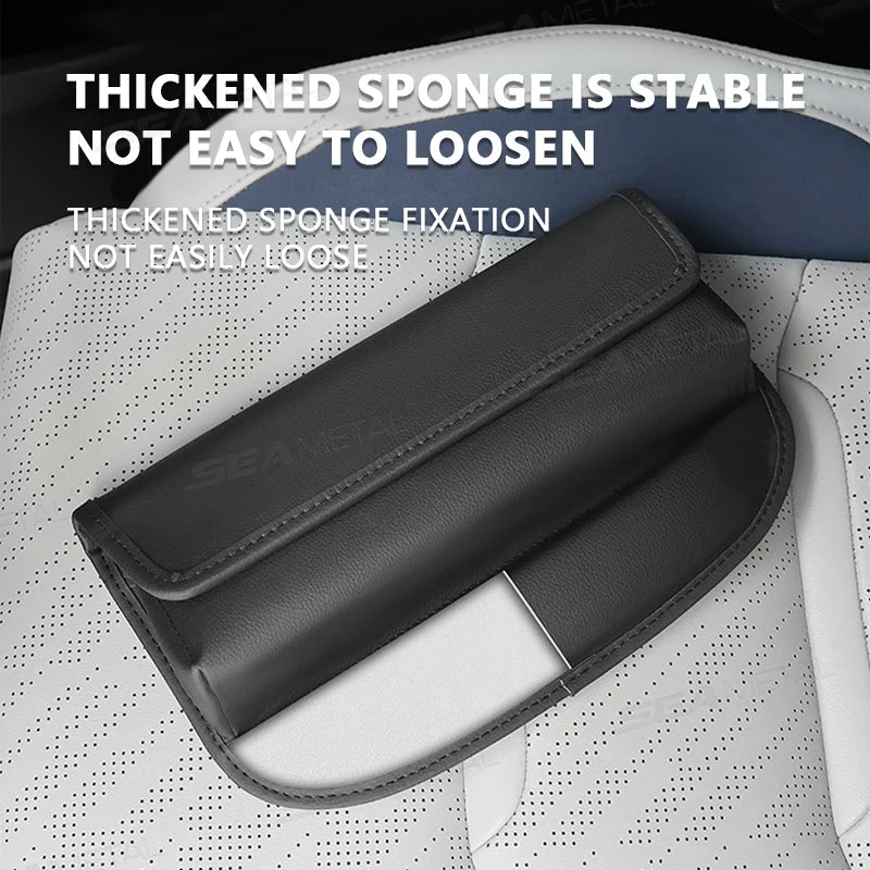 SEAMETAL Large-Capacity Car Storage Bag Magnetic Lid Car Center Console Seat Gap Organizer Universal Auto Seat Gap Filler Box
