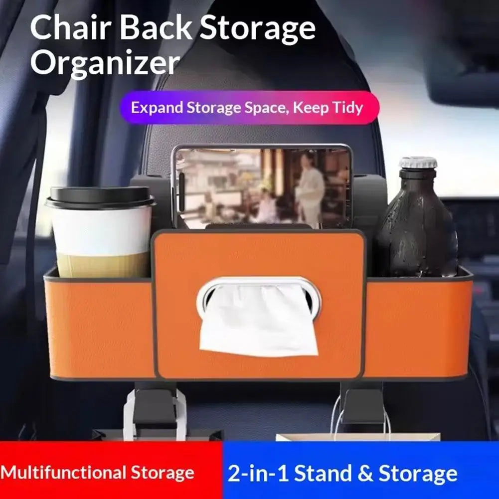 Seat-Back Car Organiser with Tissue and Cup Storage
