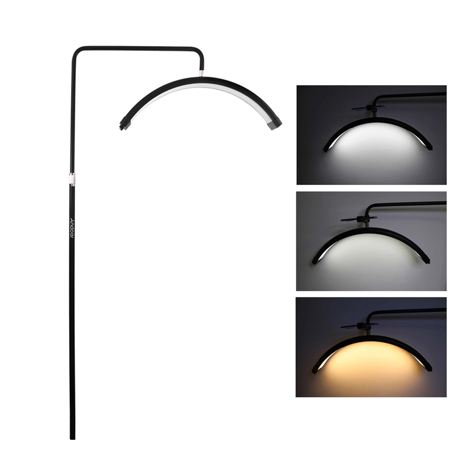 Andoer HD-M6X 36W Floor LED Video Light Half-moon Shaped Fill Light 3200K-5600K Dimmable with 180cm/ 70.9in Metal Light Stand
