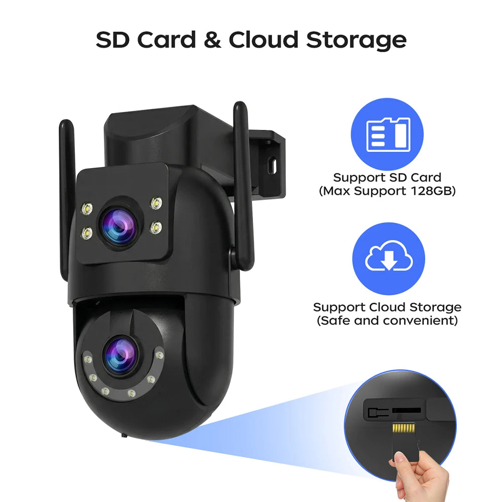 Dual Lens Outdoor Security Camera with Night Vision & 5G WiFi