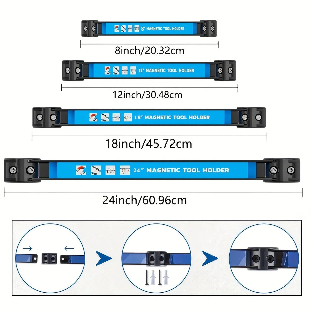 Magnetic Tool Holder Bar - Size Options