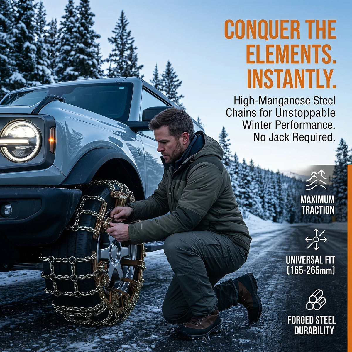 Emergency Tyre Traction Chains - Four Pieces