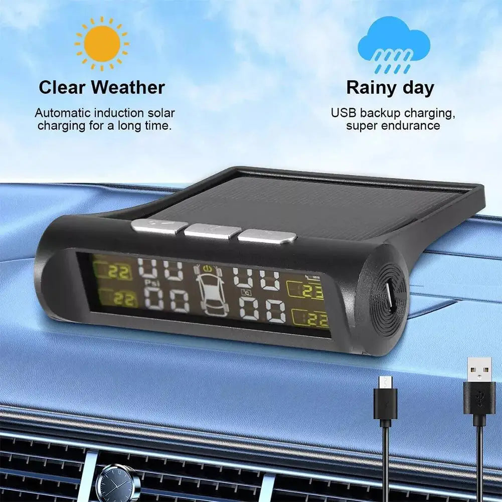 Solar-Assisted Tyre Pressure Monitor with Four Sensors