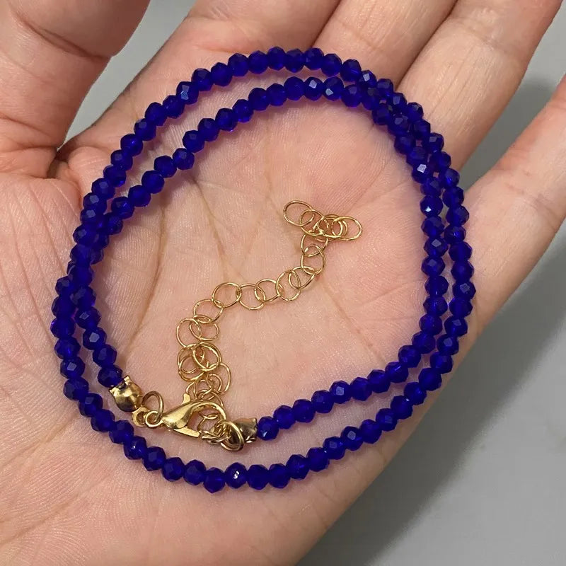 Trendy 3mm Black Clear Beads Chain Short Choker Necklace Female Jewelry Women Sweet Necklaces Bijoux Femme Ladies Party Gift