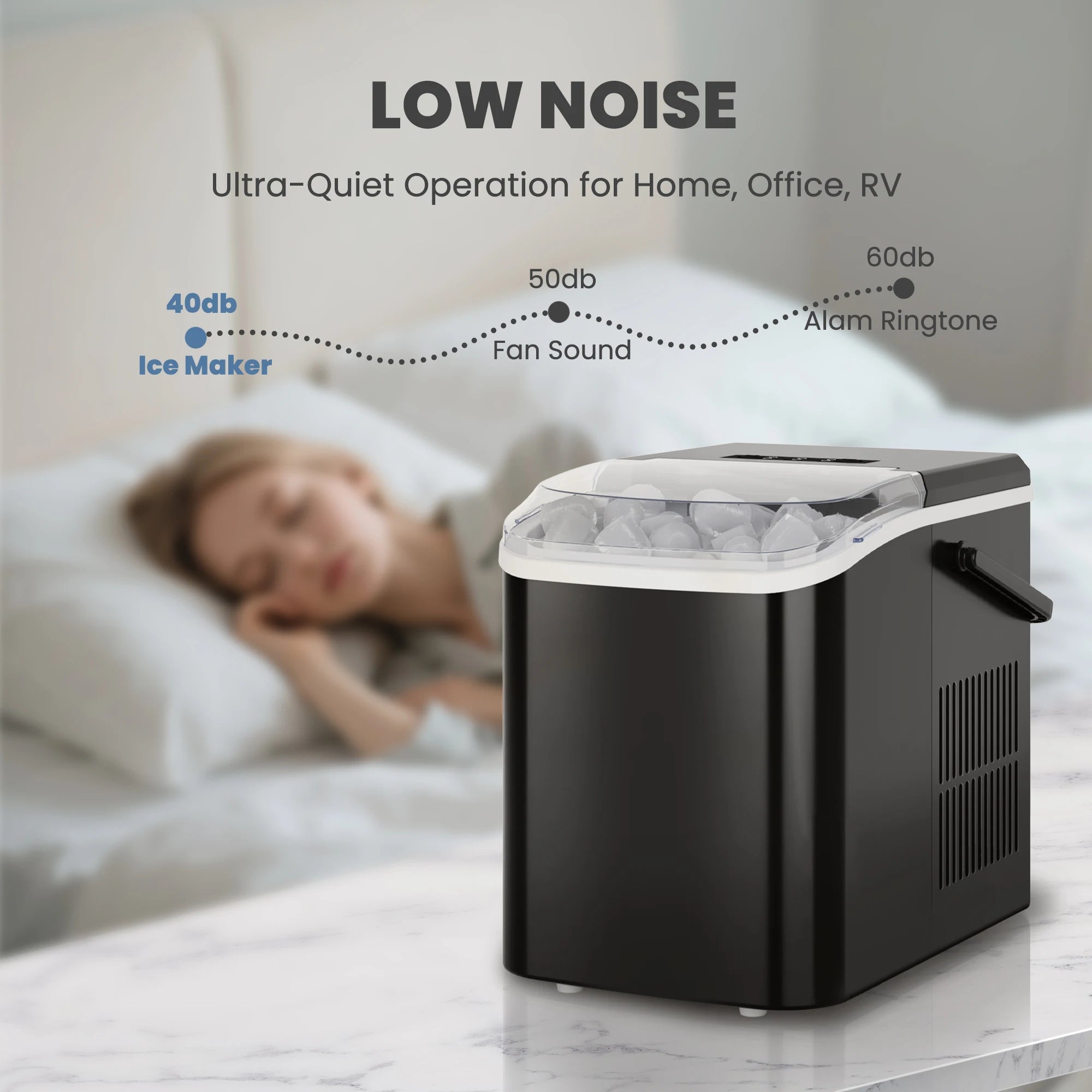 Portable Countertop Ice Maker with Handle – 9 Cubes in 6 Minutes