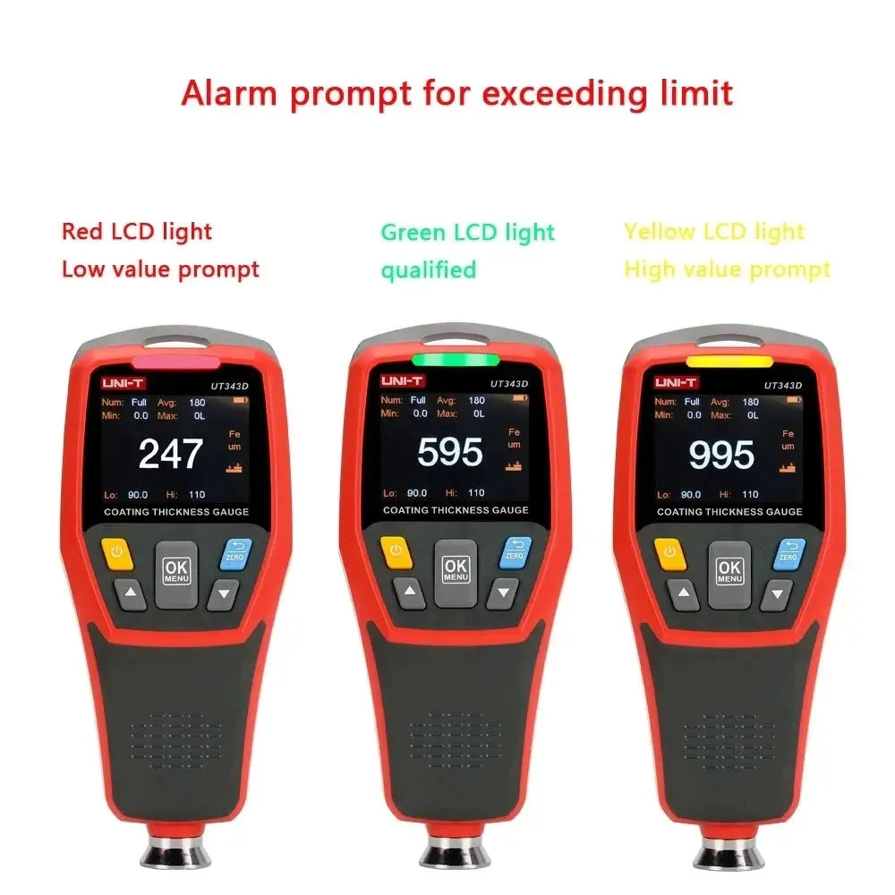 UNI-T UT343D Coating Thickness Gauge 0.1 Micron/0-1250um Automotive Paint Film Thickness Tester To Measure FE/NFE Paint Tools Spy-shop.com
