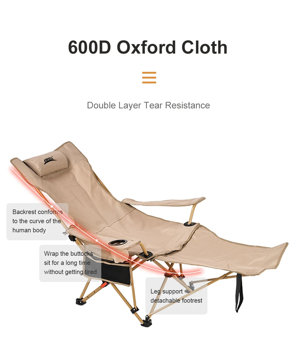 2-in-1 Reclining Camping Chair with Adjustable Backrest and Footrest