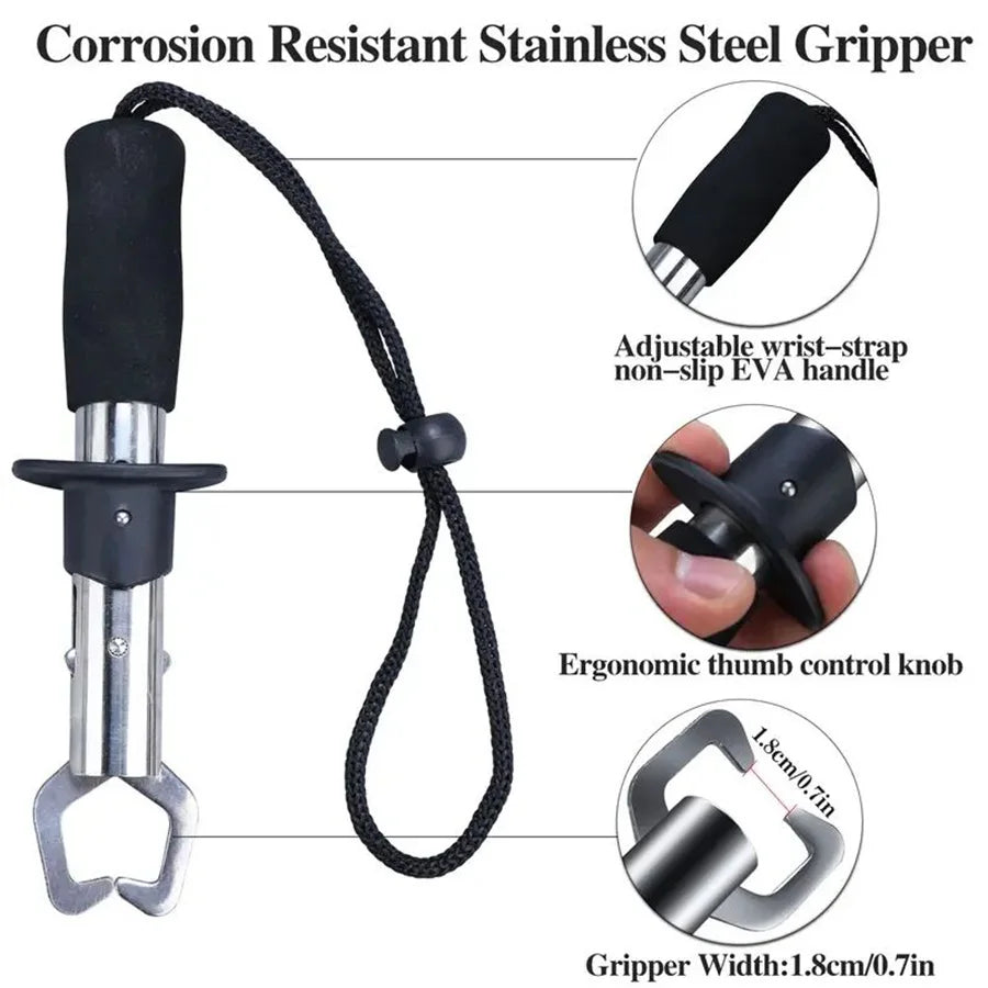 Fishing Pliers & Lip Gripper Set with Wrist Strap