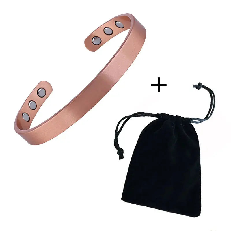 Simple Jewelry Set Pure Copper Bracelet Rings Cuff Magnetic Bangles For Women Men Arthritis Health Solid Copper Jewelry