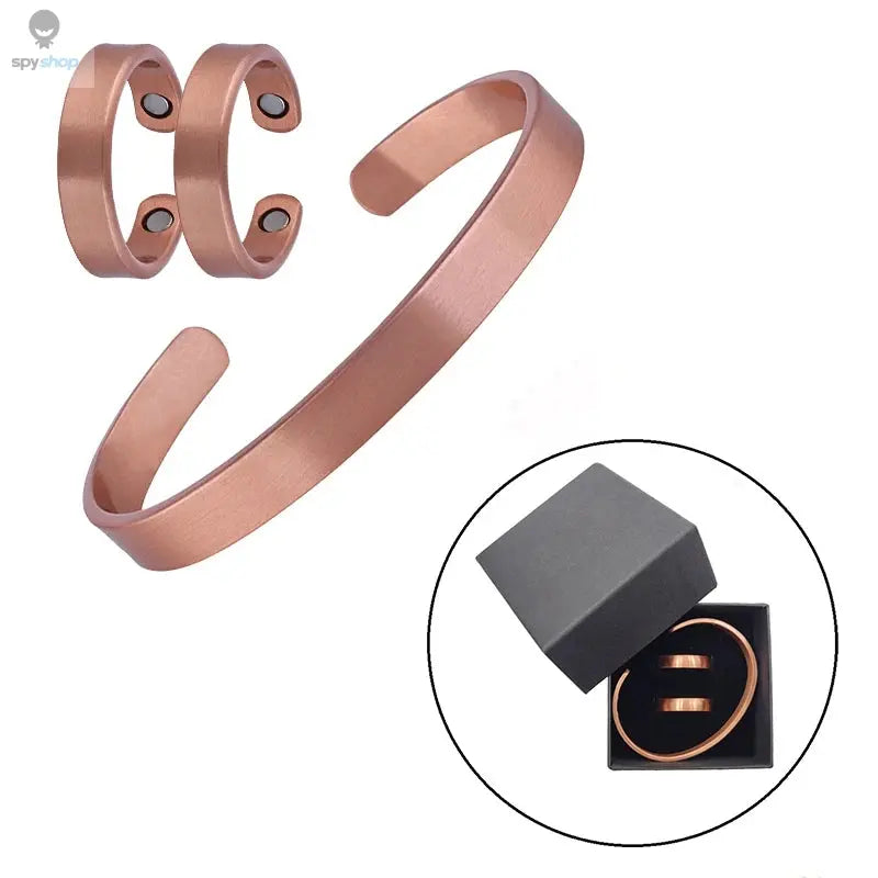 Simple Jewelry Set Pure Copper Bracelet Rings Cuff Magnetic Bangles For Women Men Arthritis Health Solid Copper Jewelry
