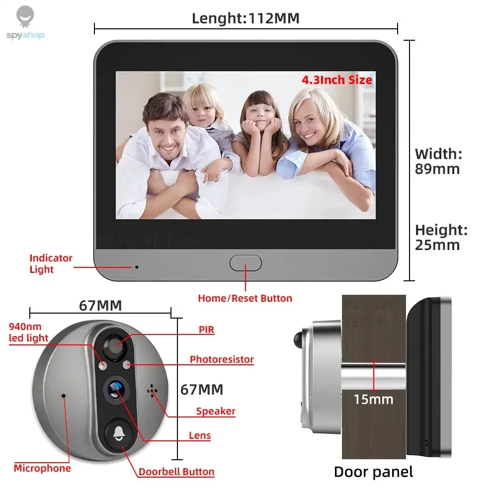 Smart 3MP WiFi Tuya Doorbell Camera with 5000mAh Battery – Peephole Viewer with Night Vision, Two-Way Audio, Alexa & Google Compatible, Home Security Video Intercom Spy-shop.com
