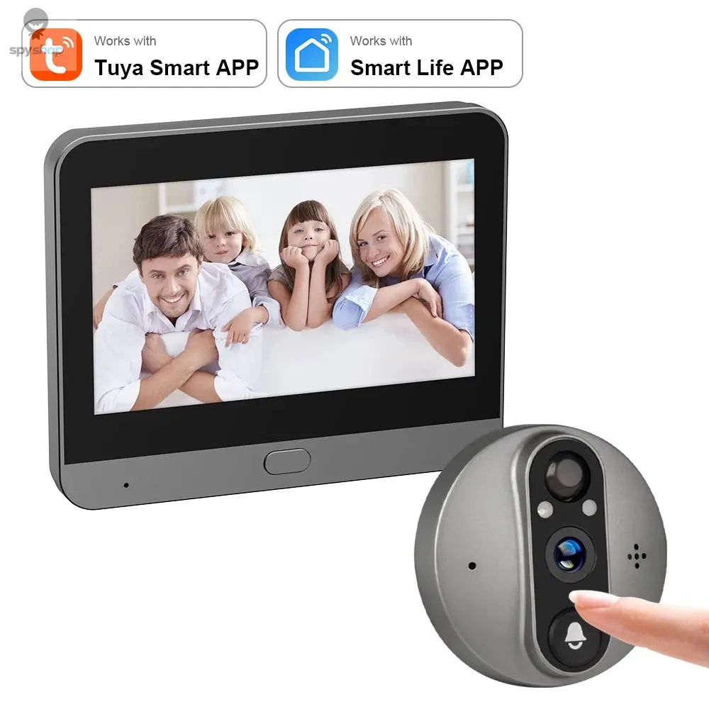 Smart 3MP WiFi Tuya Doorbell Camera with 5000mAh Battery – Peephole Viewer with Night Vision, Two-Way Audio, Alexa & Google Compatible, Home Security Video Intercom Spy-shop.com