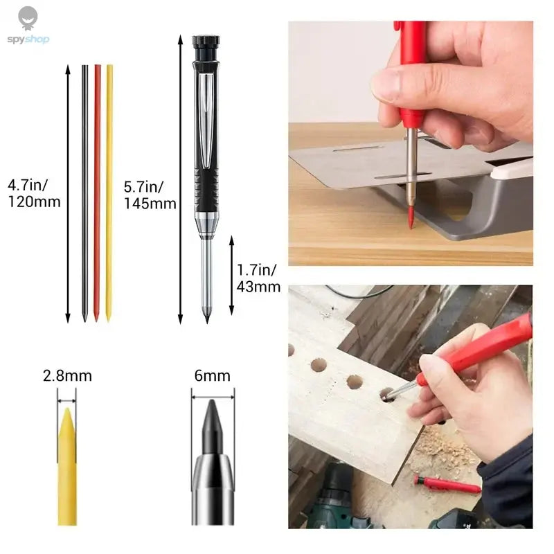 Solid Carpenter Mechanical Pencil with Sharpener Woodworking Tools 2.8mm 3 Colors Refill Construction Tools Stationery Supply Spy-shop.com
