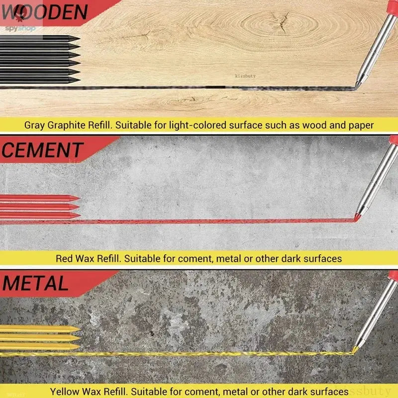 Solid Carpenter Mechanical Pencil with Sharpener Woodworking Tools 2.8mm 3 Colors Refill Construction Tools Stationery Supply Spy-shop.com