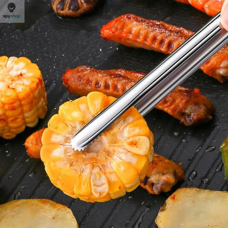 Stainless Steel Grill Tongs Food Clip BBQ Steak Clip Bread Tong Cooking Utensils Party Non-Slip Kitchen Gadgets Accessories Spy-shop.com