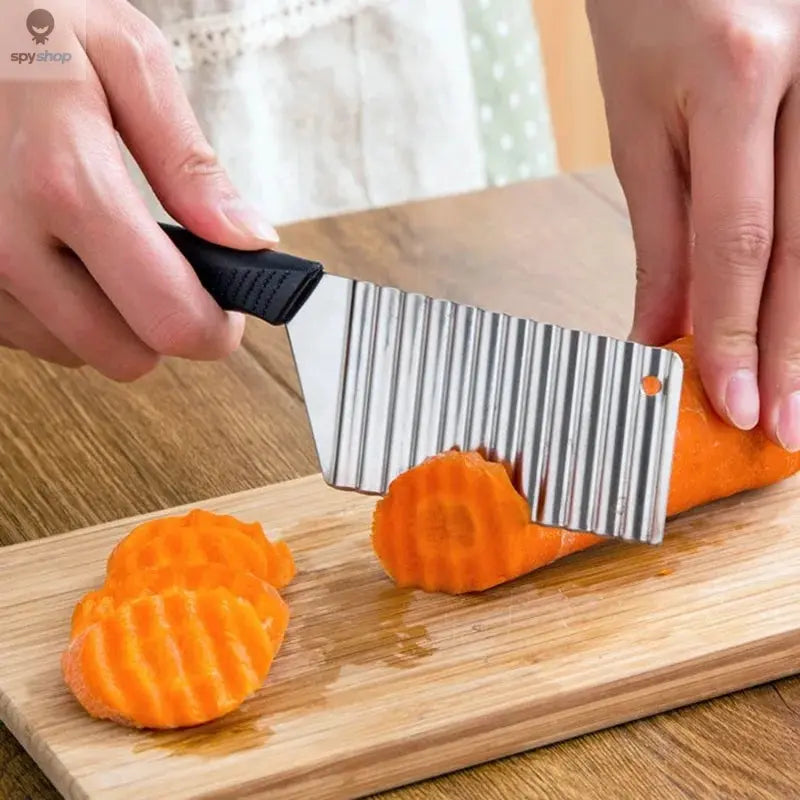 Stainless Steel Potato Chip Slicer Dough Vegetable Fruit Crinkle Wavy Slicer Knife Potato Cutter Chopper French Fry Maker Tool Spy-shop.com