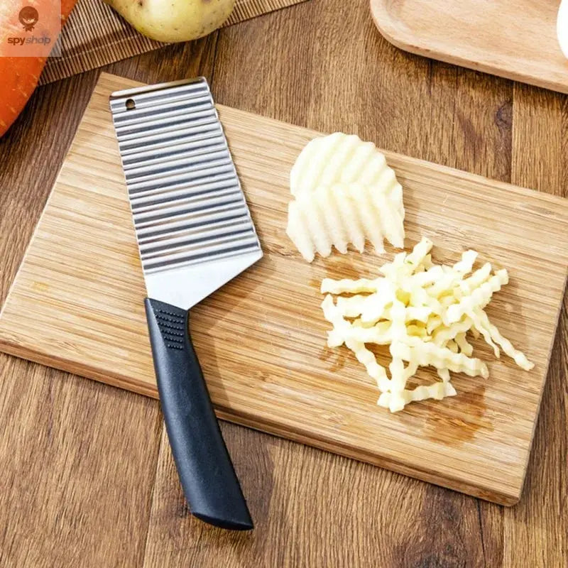Stainless Steel Potato Chip Slicer Dough Vegetable Fruit Crinkle Wavy Slicer Knife Potato Cutter Chopper French Fry Maker Tool Spy-shop.com