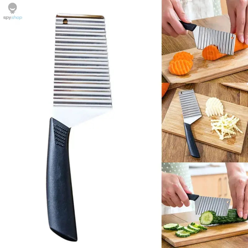 Stainless Steel Potato Chip Slicer Dough Vegetable Fruit Crinkle Wavy Slicer Knife Potato Cutter Chopper French Fry Maker Tool Spy-shop.com