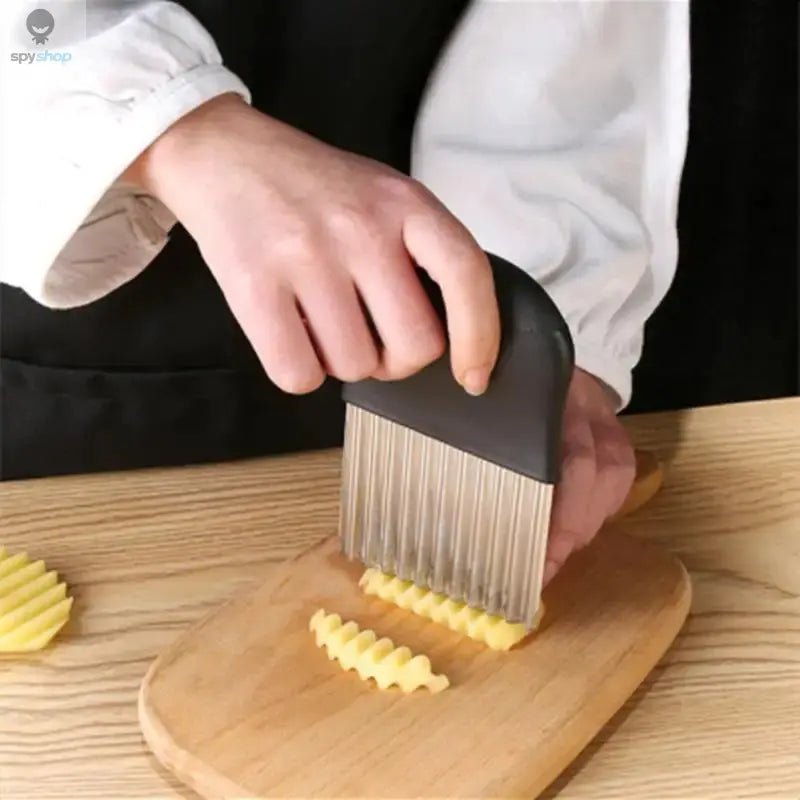 Stainless Steel Potato Chip Slicer Dough Vegetable Fruit Crinkle Wavy Slicer Knife Potato Cutter Chopper French Fry Maker Tool Spy-shop.com