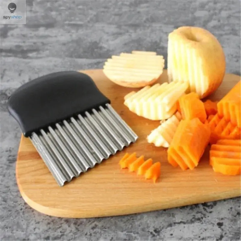 Stainless Steel Potato Chip Slicer Dough Vegetable Fruit Crinkle Wavy Slicer Knife Potato Cutter Chopper French Fry Maker Tool Spy-shop.com