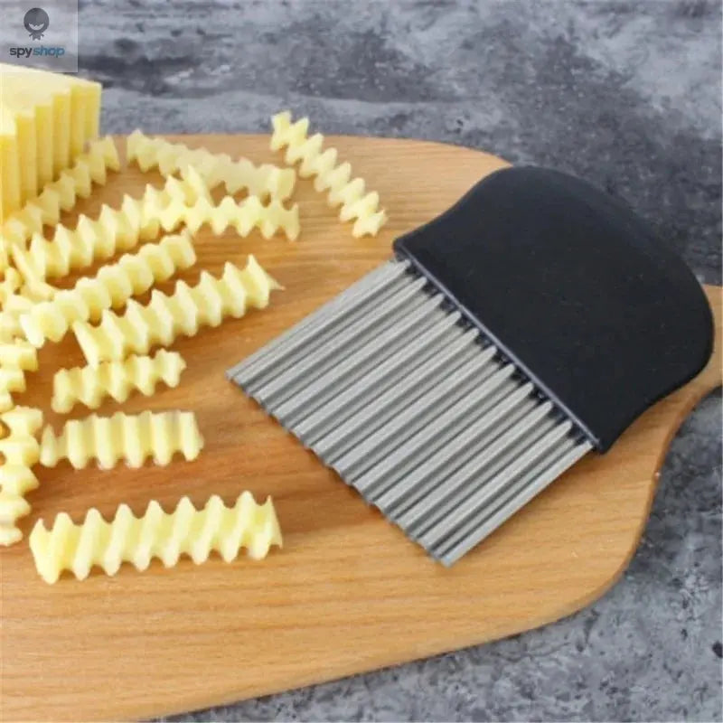 Stainless Steel Potato Chip Slicer Dough Vegetable Fruit Crinkle Wavy Slicer Knife Potato Cutter Chopper French Fry Maker Tool Spy-shop.com