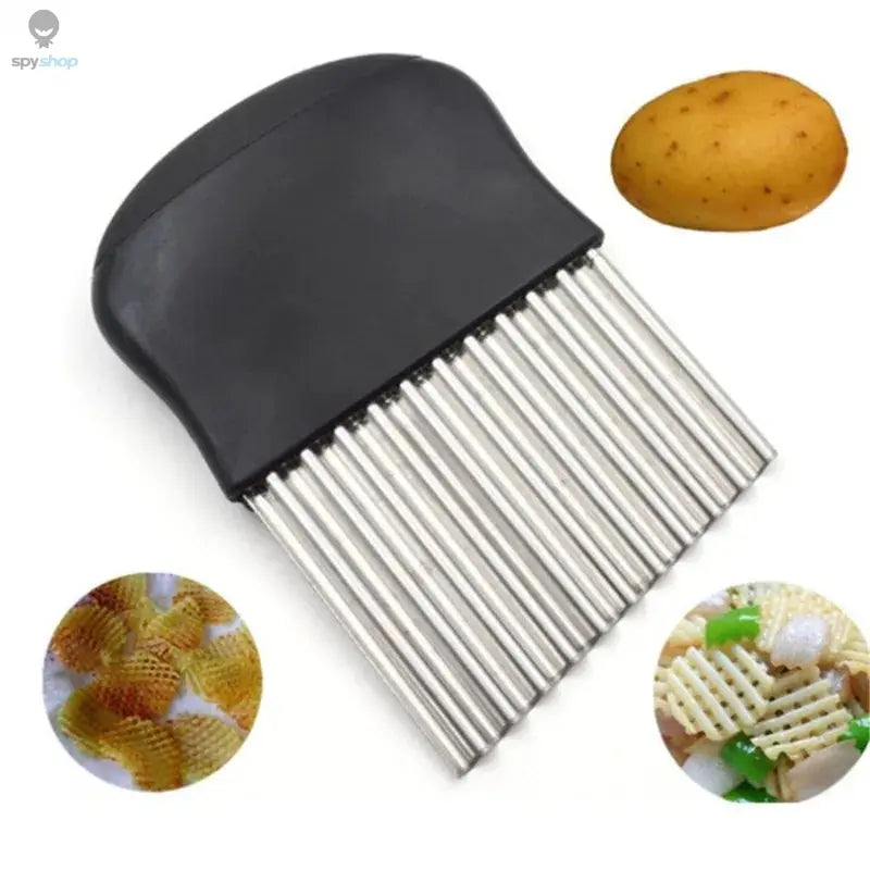 Stainless Steel Potato Chip Slicer Dough Vegetable Fruit Crinkle Wavy Slicer Knife Potato Cutter Chopper French Fry Maker Tool Spy-shop.com