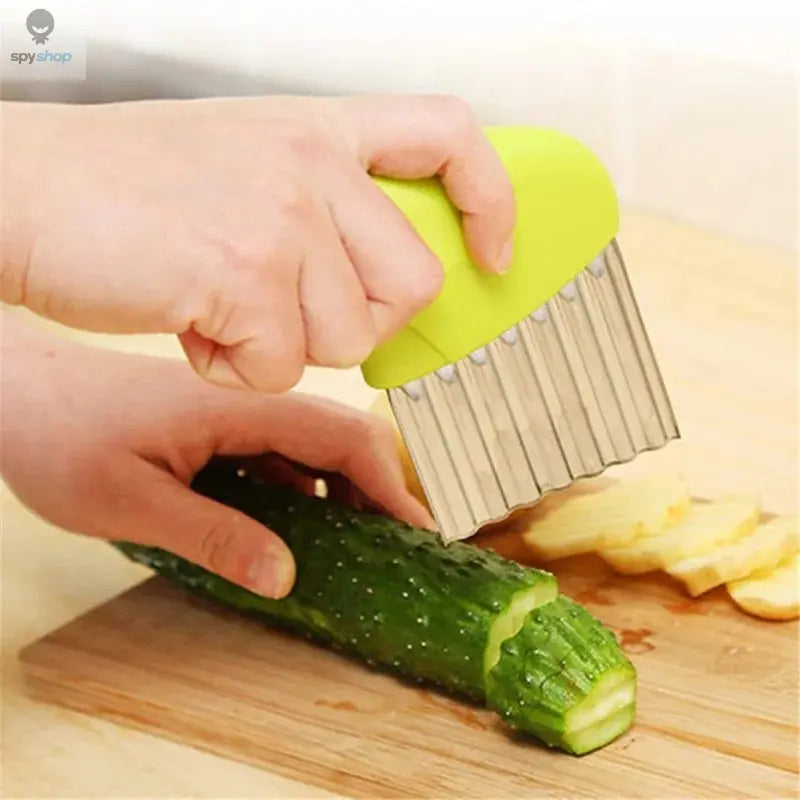 Stainless Steel Potato Chip Slicer Dough Vegetable Fruit Crinkle Wavy Slicer Knife Potato Cutter Chopper French Fry Maker Tool Spy-shop.com