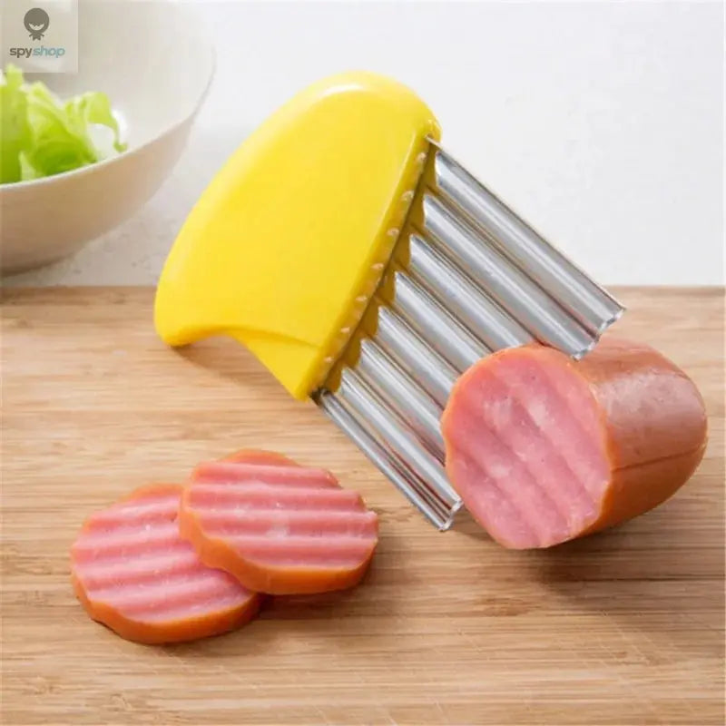 Stainless Steel Potato Chip Slicer Dough Vegetable Fruit Crinkle Wavy Slicer Knife Potato Cutter Chopper French Fry Maker Tool Spy-shop.com