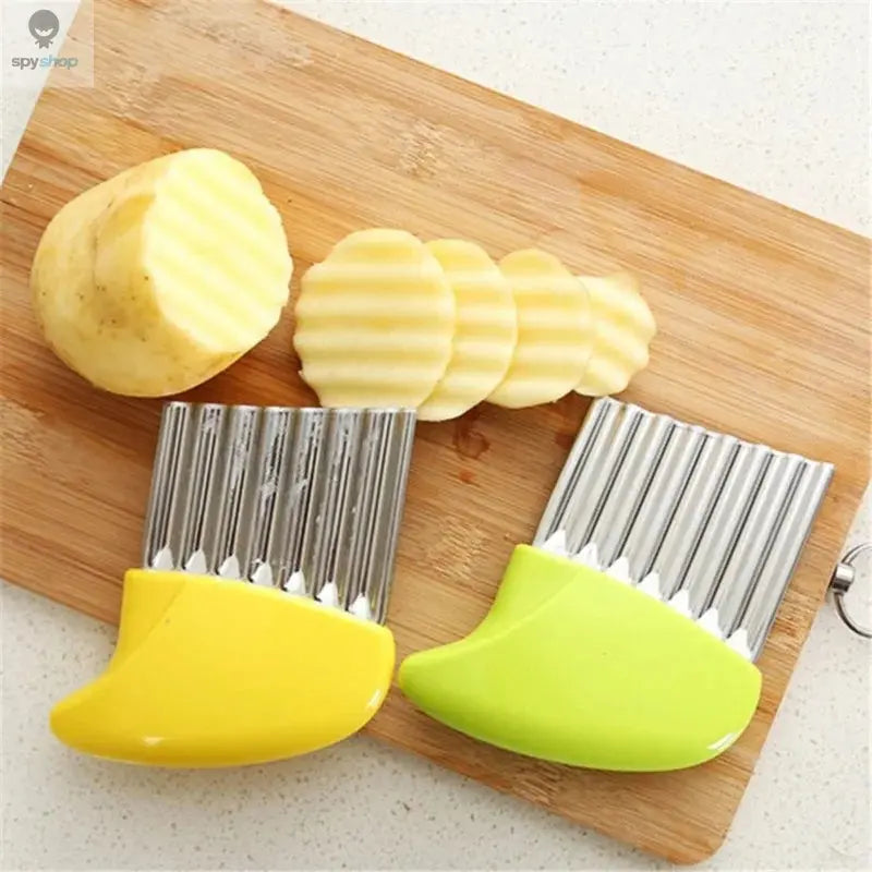 Stainless Steel Potato Chip Slicer Dough Vegetable Fruit Crinkle Wavy Slicer Knife Potato Cutter Chopper French Fry Maker Tool Spy-shop.com