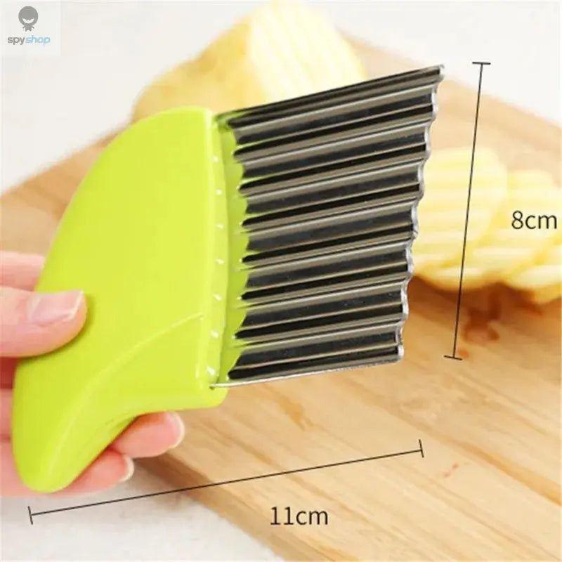 Stainless Steel Potato Chip Slicer Dough Vegetable Fruit Crinkle Wavy Slicer Knife Potato Cutter Chopper French Fry Maker Tool Spy-shop.com