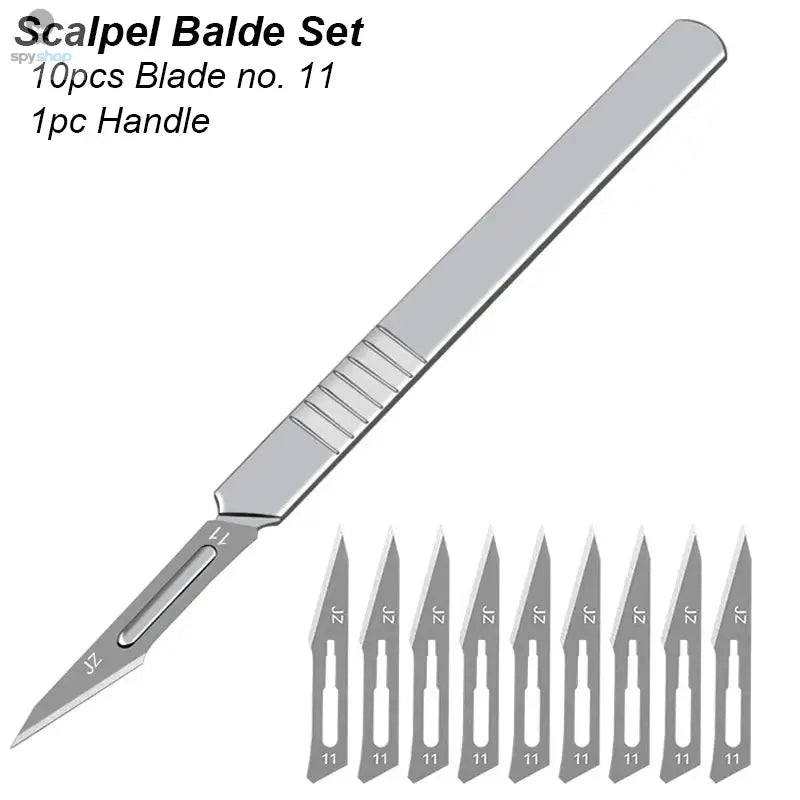 Stationery Knife Scalpel Blade 11 23 Surgical Handle Set Professional Cutter Craft Carbon Steel Metal Box Open DIY Multi Tool