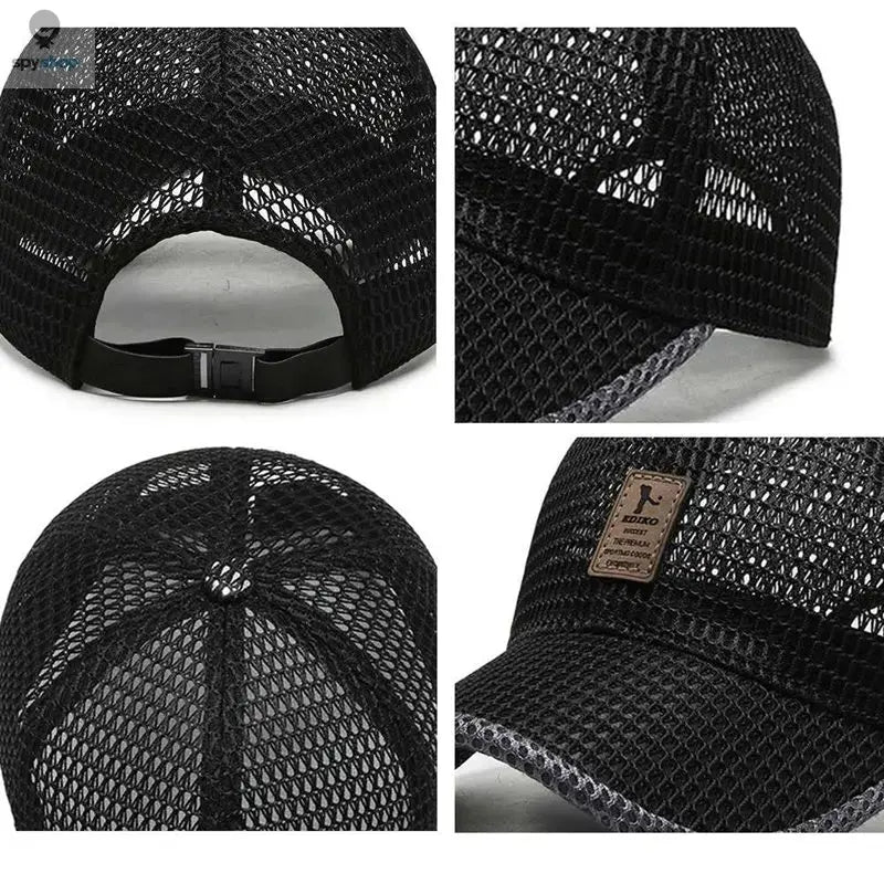 Summer Full Mesh Quick Drying Cool Sunhat Breathable Net Baseball Cap Men Outdoor Anti-UV Tennis Golf Hiking Sports Cap Visors