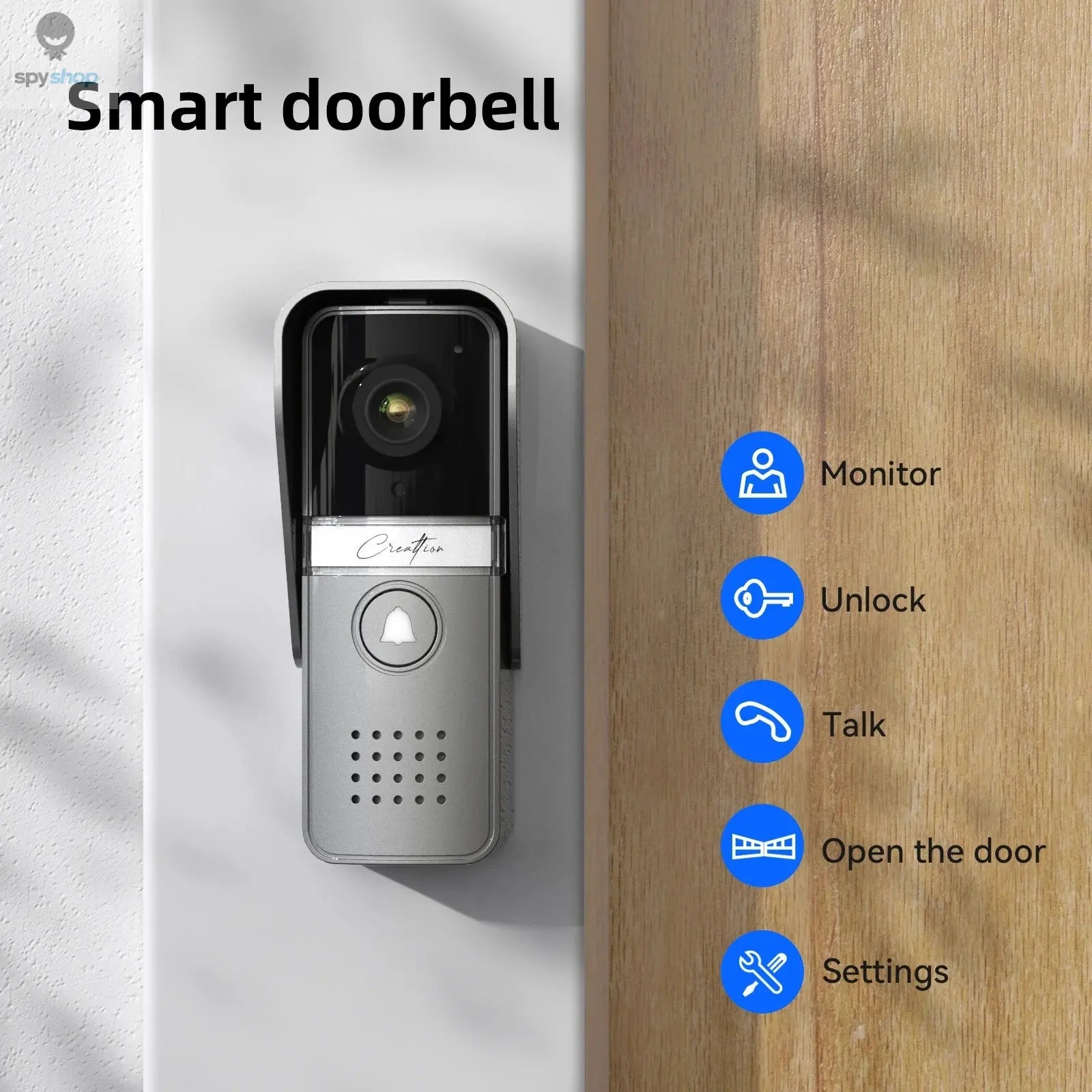 TMEZON Video Doorphone 4-Wire,Intercom with Doorbell, Doorphone with Camera,7" Color Display, 120° Wide View Camera Spy-shop.com