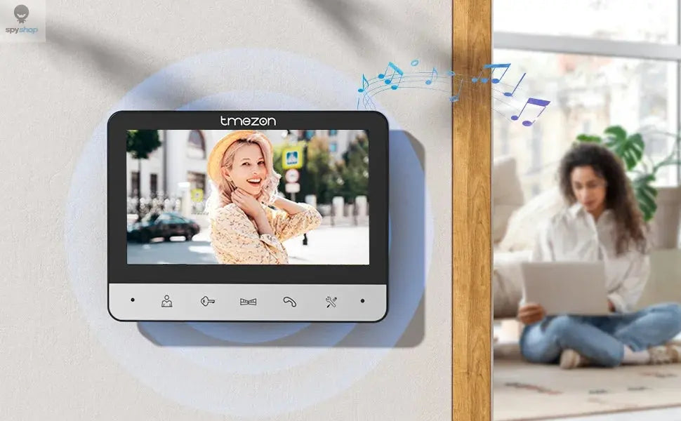 TMEZON Video Doorphone 4-Wire,Intercom with Doorbell, Doorphone with Camera,7" Color Display, 120° Wide View Camera Spy-shop.com