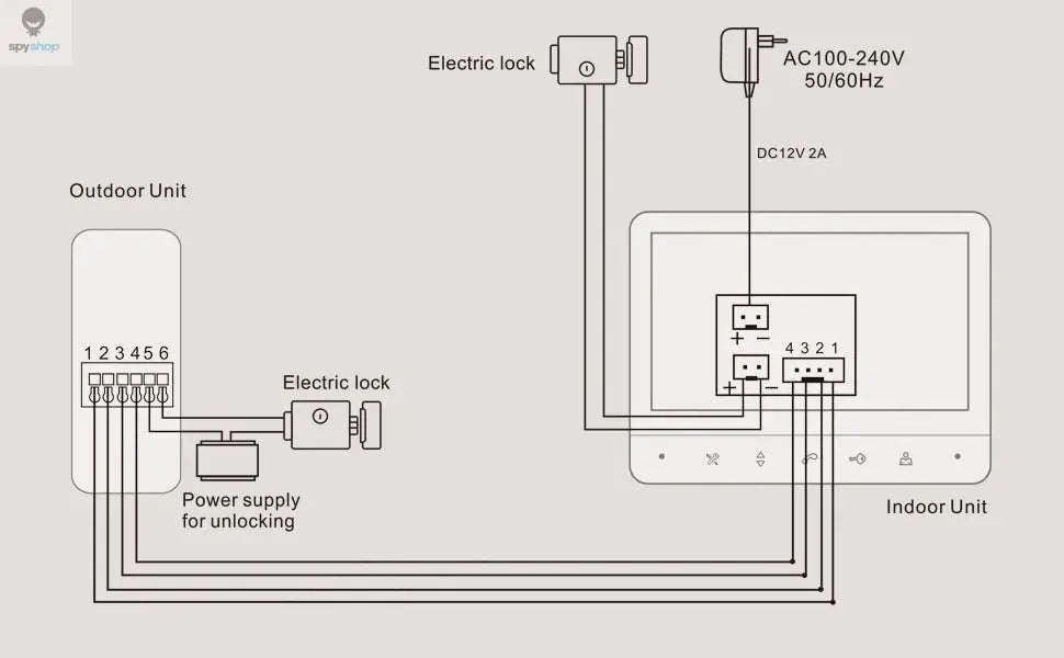TMEZON Video Doorphone 4-Wire,Intercom with Doorbell, Doorphone with Camera,7" Color Display, 120° Wide View Camera Spy-shop.com