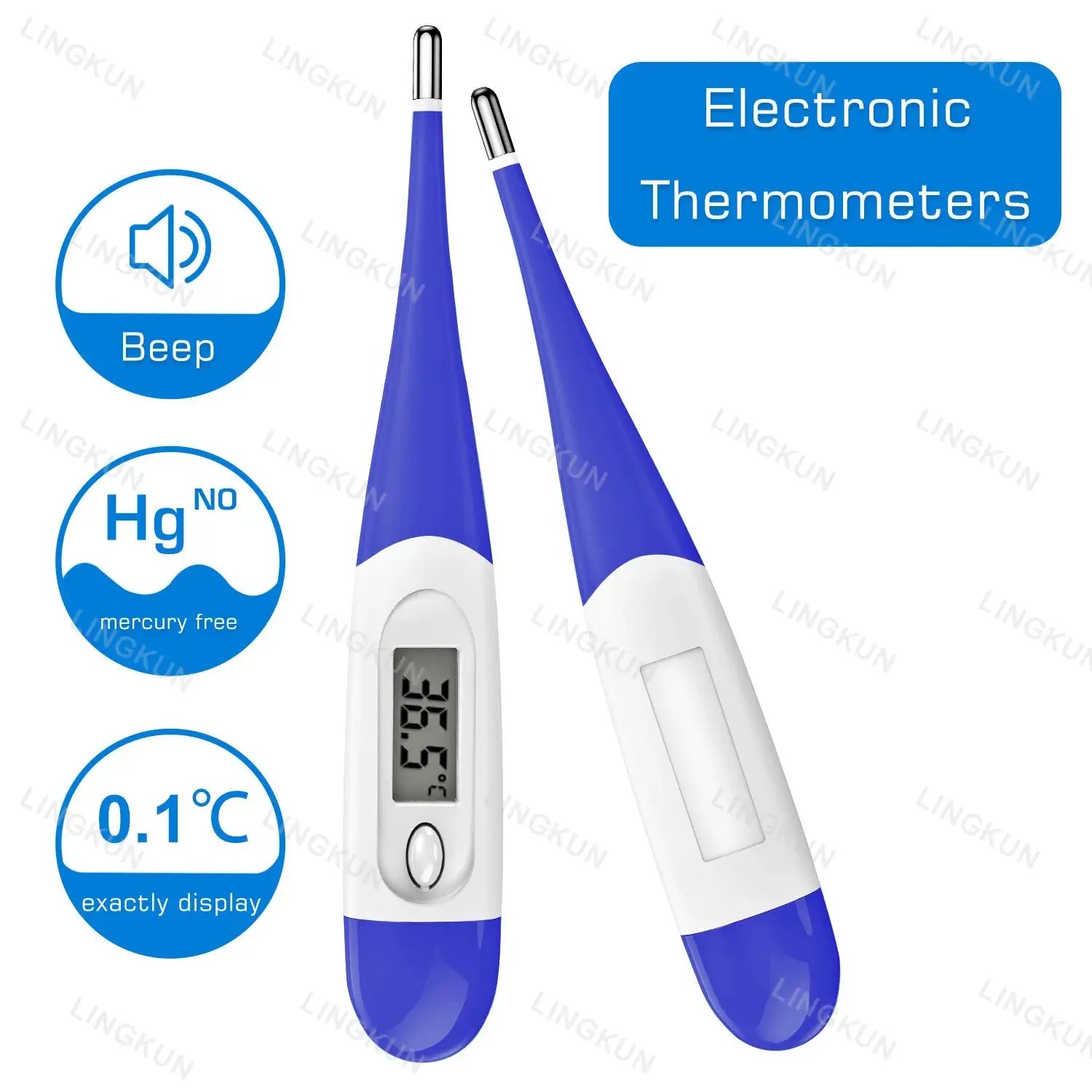 Thermometer for Adults, Soft Head Digital Oral Thermometer for Fever, Basal Thermometer with 15 Seconds Fast Reading