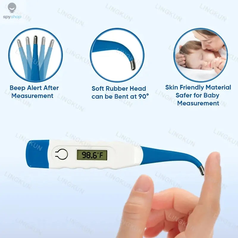 Thermometer for Adults, Soft Head Digital Oral Thermometer for Fever, Basal Thermometer with 15 Seconds Fast Reading