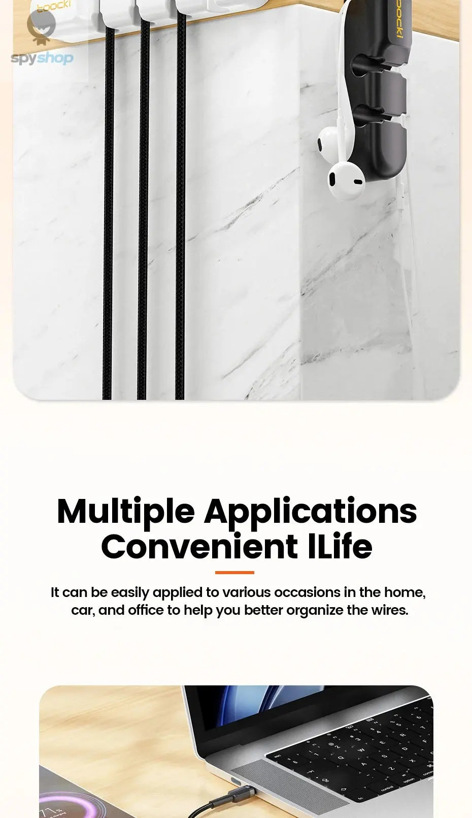 Toocki Cable Organizer 3 5 7 Hole Cables Winder Flexible Wire Management Clips For Cable Clearance Cord Protector For Chargers Spy-shop.com