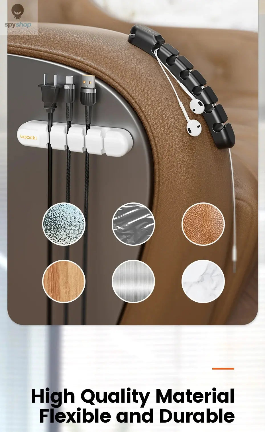 Toocki Cable Organizer 3 5 7 Hole Cables Winder Flexible Wire Management Clips For Cable Clearance Cord Protector For Chargers Spy-shop.com