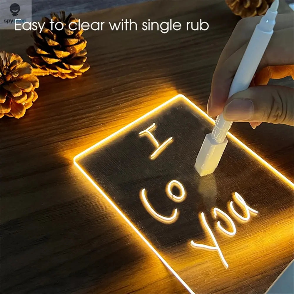 Transparent Luminous LED Night Lights USB Luminous Acrylic Night Light Erasable Write Message Board Calendar Desktop Ornaments Spy-shop.com
