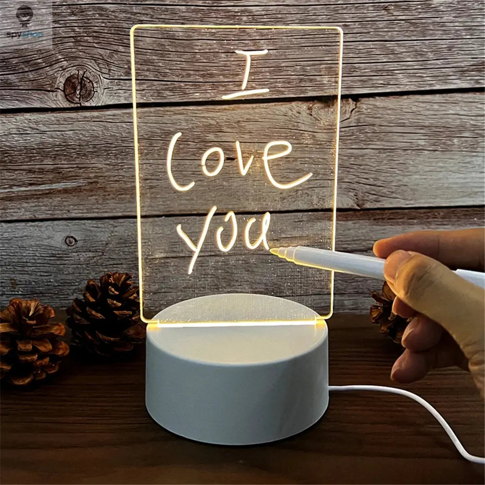 Transparent Luminous LED Night Lights USB Luminous Acrylic Night Light Erasable Write Message Board Calendar Desktop Ornaments Spy-shop.com