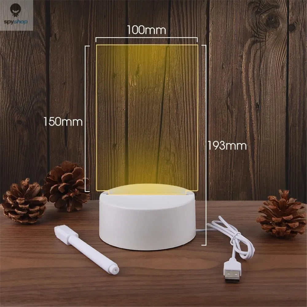 Transparent Luminous LED Night Lights USB Luminous Acrylic Night Light Erasable Write Message Board Calendar Desktop Ornaments Spy-shop.com