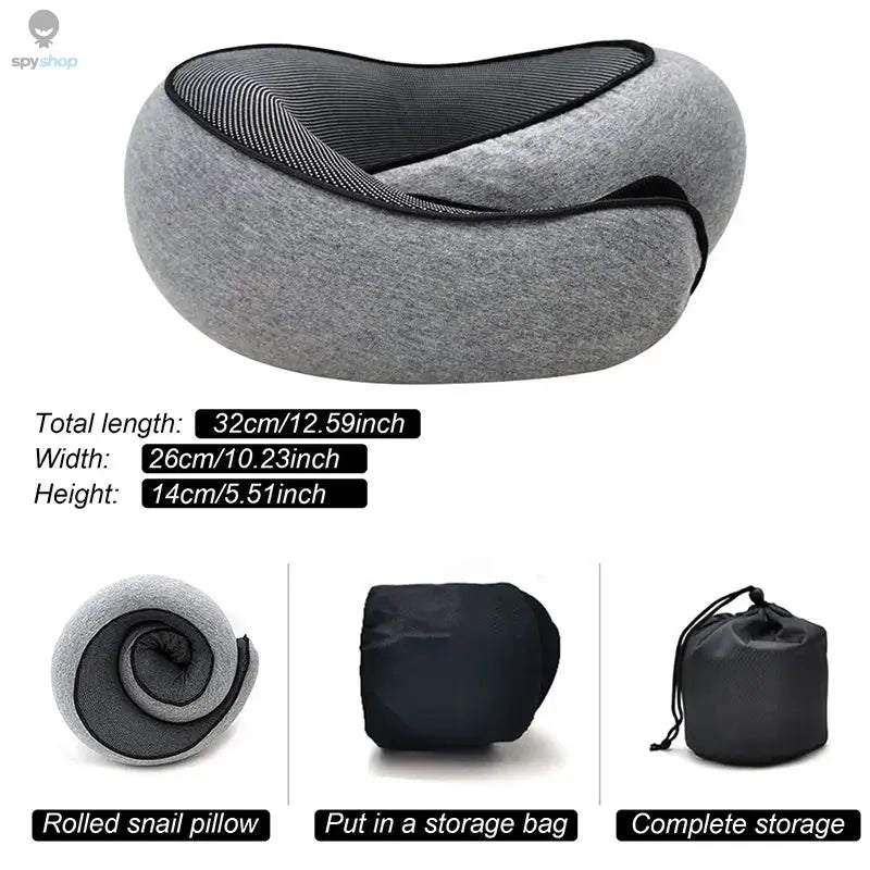 Travel Neck Pillow Memory Foam U-shaped Pillow Snail Style Travel Neck Support Portable Adjustable Soft Noon Break Sleep Pillows Spy-shop.com