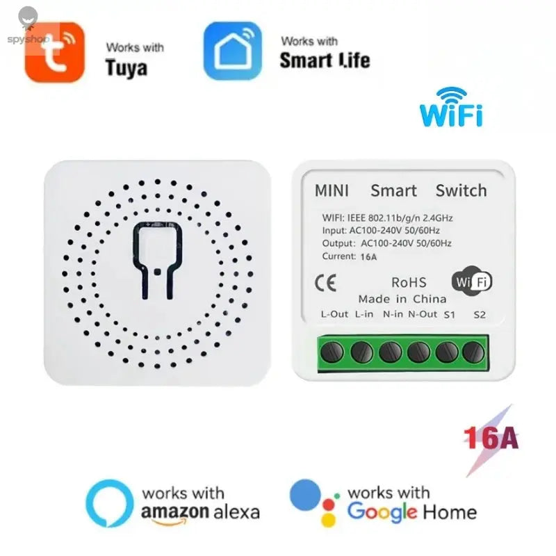Tuya 16A MINI Wifi Switch DIY 1-way Remote Control Timer Relay Automation For Smart Life Work With Alexa Google Home Alice Spy-shop.com