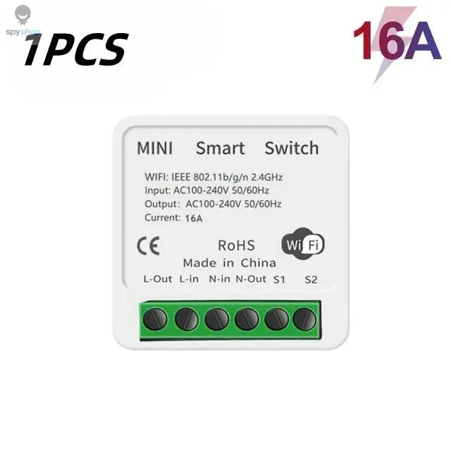 Tuya 16A MINI Wifi Switch DIY 1-way Remote Control Timer Relay Automation For Smart Life Work With Alexa Google Home Alice Spy-shop.com