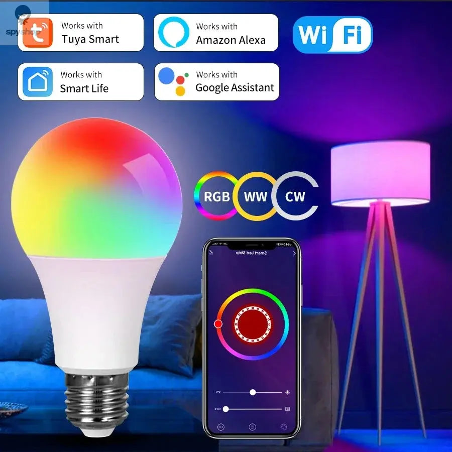 Tuya Smart WiFi LED Light Bulbs 220V 110V 10W 15W 20W E27 Alexa LED Lamp RGB Smart Life APP Google Assisatnt Voice Control Spy-shop.com