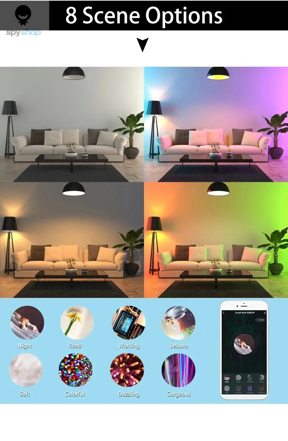 Tuya Smart WiFi LED Light Bulbs 220V 110V 10W 15W 20W E27 Alexa LED Lamp RGB Smart Life APP Google Assisatnt Voice Control Spy-shop.com