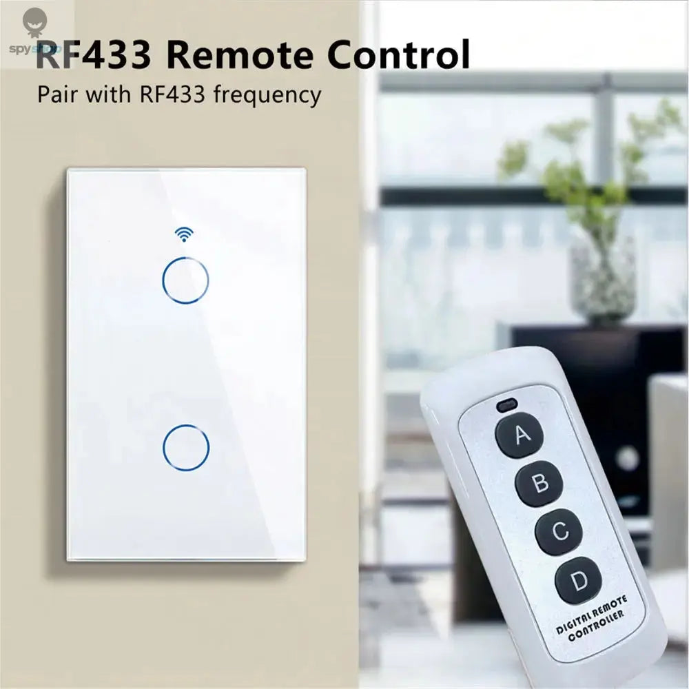 Tuya US WiFi Smart Wall Switch RF433 1/2/3/4 Gang No Neutral Wire Touch Sensor LED Light Switches Smart Home Alexa Google Home Spy-shop.com