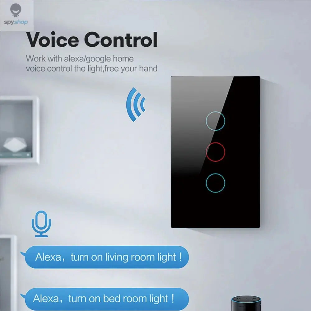 Tuya US WiFi Smart Wall Switch RF433 1/2/3/4 Gang No Neutral Wire Touch Sensor LED Light Switches Smart Home Alexa Google Home Spy-shop.com